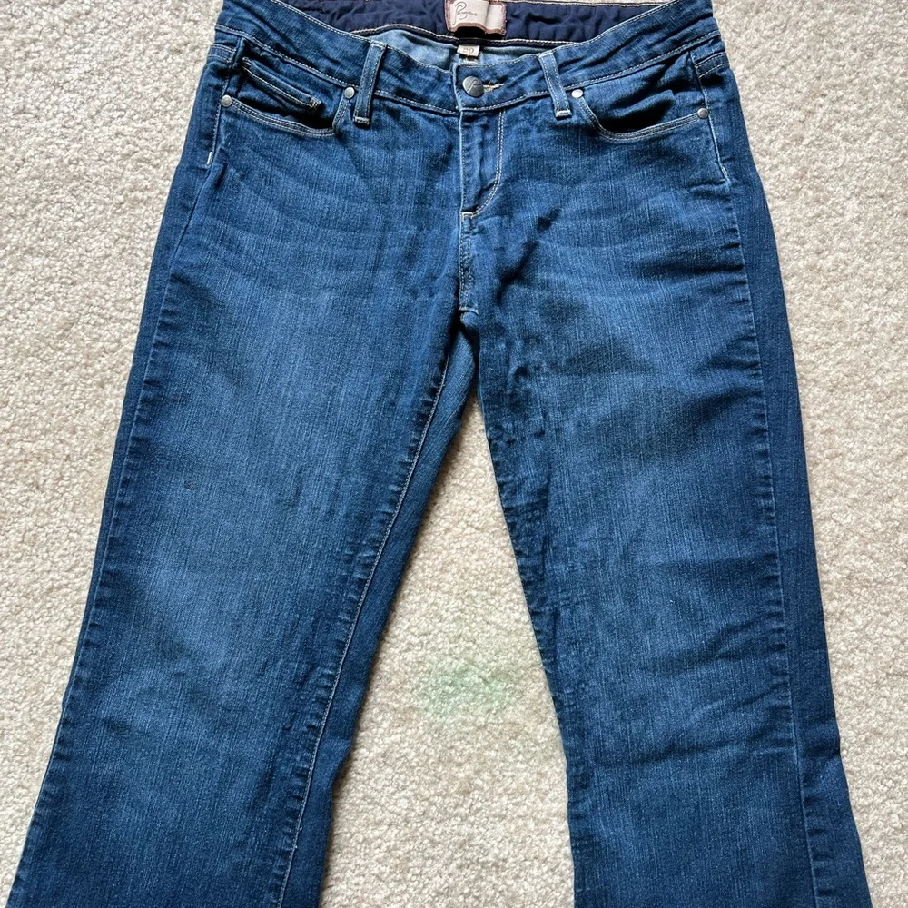 Paige size 29 inch waist low rise flare jeans has stretch - Canyon boot - Picture 4 of 9